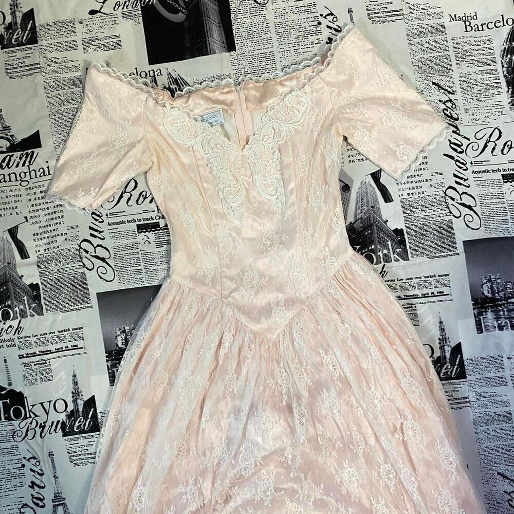 Gunne-sax Women's Pink and White Dress